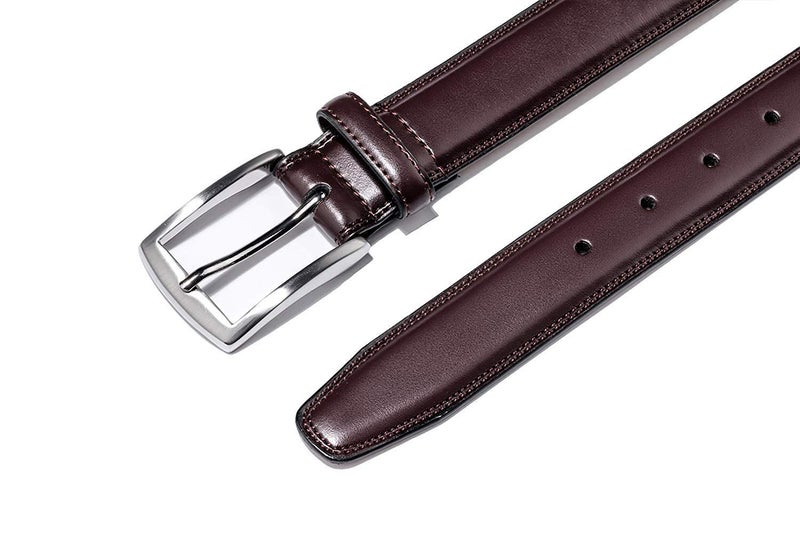 KM Legend Men's Genuine Leather Dress Belt with Premium Quality - Classic & Fashion Design for Work Business and Casual (esWine, 42) - Image 4